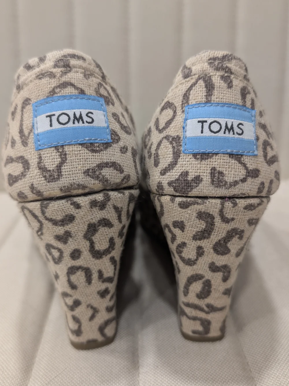 TOMS Women's Leopard Print Peep-Toe Wedge - Neutral
